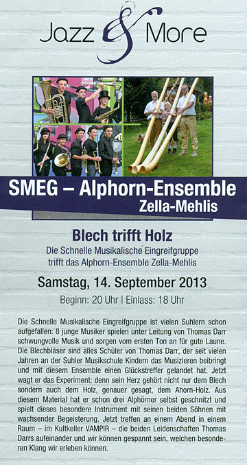 Aushang2: SMEG und Aplhornensemble Auftritt